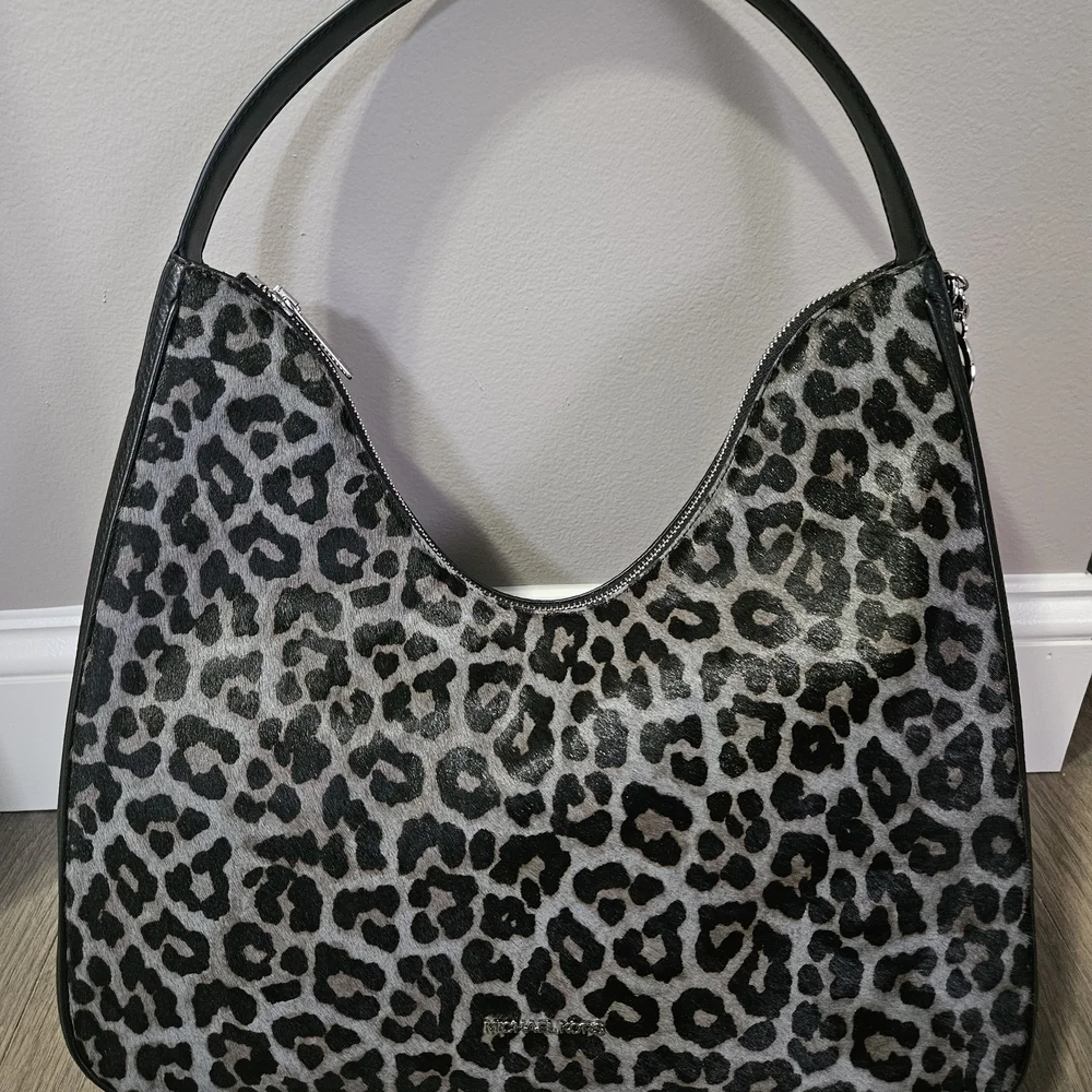 Michael Kors Nayla Medium Leopard Print Calf Hair Hobo Shoulder Bag
